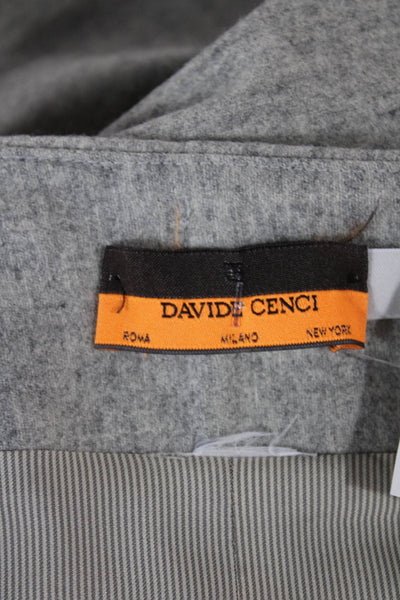 David Cenci Women Pleated Wool Blend Mini Skirt Gray Zip Size S