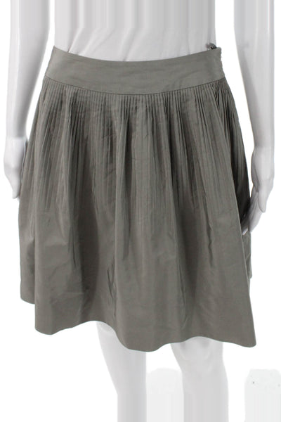 Banana Republic Womens Pleated Knee Length Cotton Skirt Gray Zip Size 8