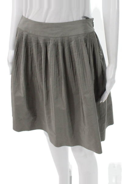 Banana Republic Womens Pleated Knee Length Cotton Skirt Gray Zip Size 8