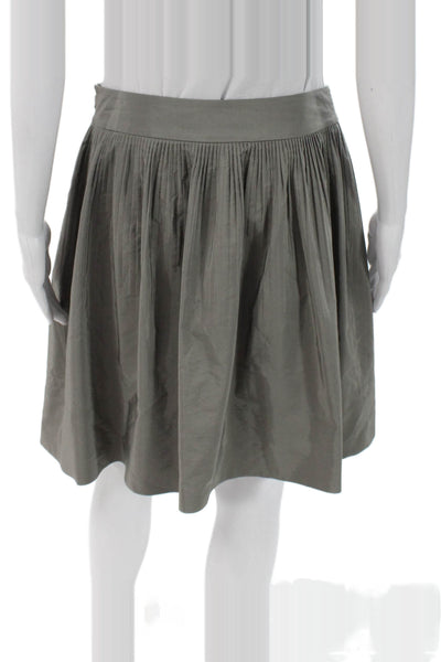 Banana Republic Womens Pleated Knee Length Cotton Skirt Gray Zip Size 8