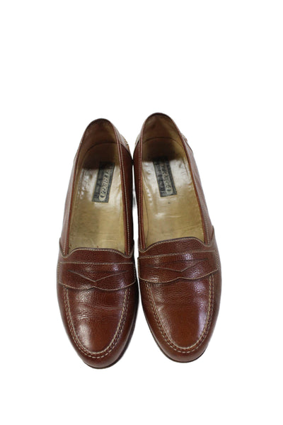 Strega Mens Leather Slip-On Penny Rounded Dress Loafers Brown Size 8.5