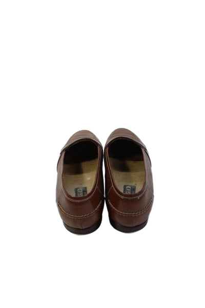 Strega Mens Leather Slip-On Penny Rounded Dress Loafers Brown Size 8.5