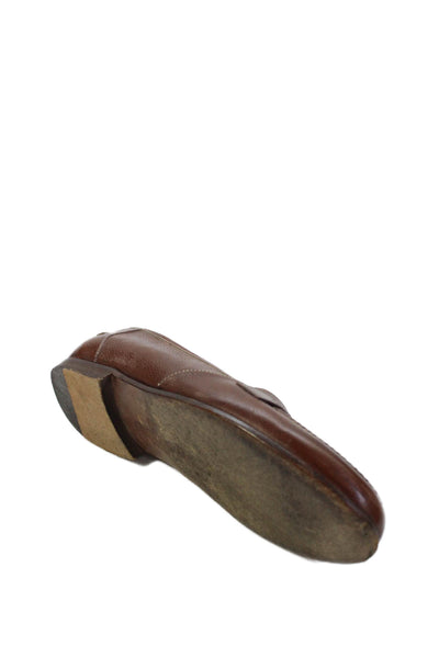 Strega Mens Leather Slip-On Penny Rounded Dress Loafers Brown Size 8.5