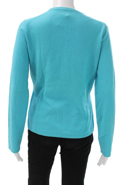 Tse Womens Blue Cotton V-Neck Long Sleeve Cardigan Solid Size M