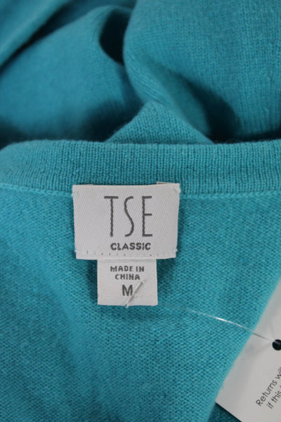 Tse Womens Blue Cotton V-Neck Long Sleeve Cardigan Solid Size M