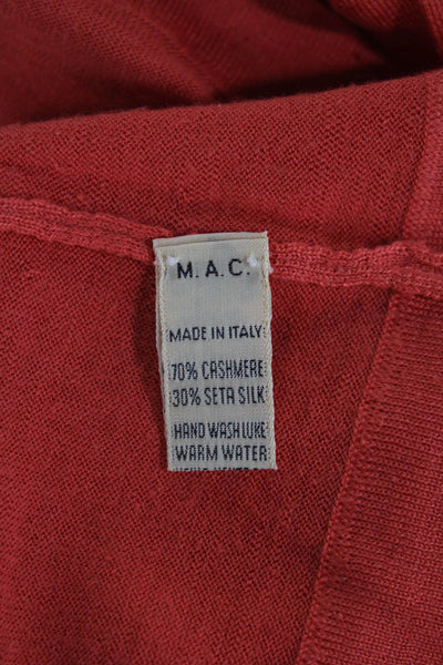 Malo Women Cashmere Pullover Sweater Orange Crew Neck Short Sleeve Size XS