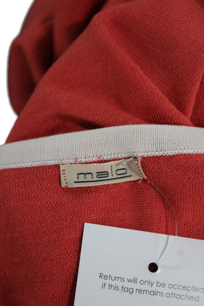 Malo Women Cashmere Pullover Sweater Orange Crew Neck Short Sleeve Size XS