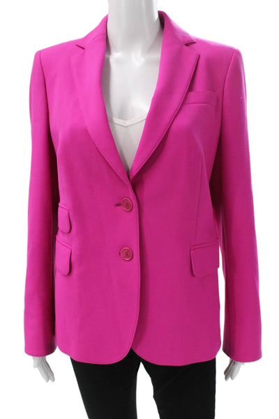 Akris Punto Women Pink Solid Wool Blazer Button Long Sleeve Size 10
