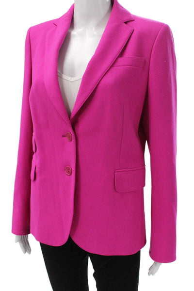 Akris Punto Women Pink Solid Wool Blazer Button Long Sleeve Size 10