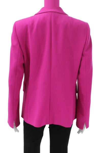 Akris Punto Women Pink Solid Wool Blazer Button Long Sleeve Size 10