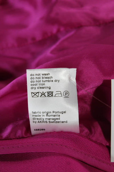 Akris Punto Women Pink Solid Wool Blazer Button Long Sleeve Size 10