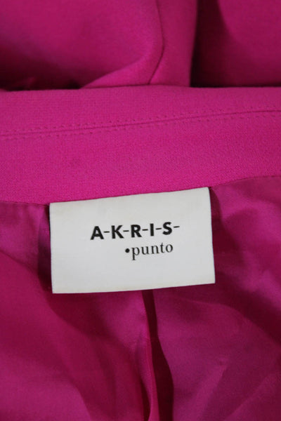 Akris Punto Women Pink Solid Wool Blazer Button Long Sleeve Size 10