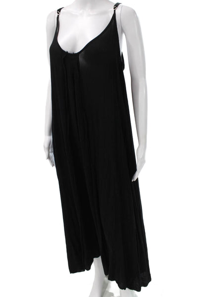 Elan Womens Black Maxi V-Neck Sleeveless Rayon Dress Size M