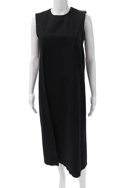 Erika Cavallini Womens Black Wool Shift Dress Sleeveless Round Neck Size 42