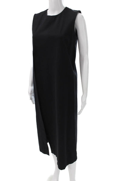 Erika Cavallini Womens Black Wool Shift Dress Sleeveless Round Neck Size 42