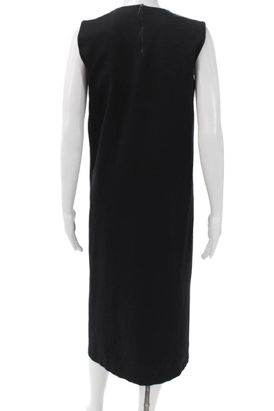 Erika Cavallini Womens Black Wool Shift Dress Sleeveless Round Neck Size 42