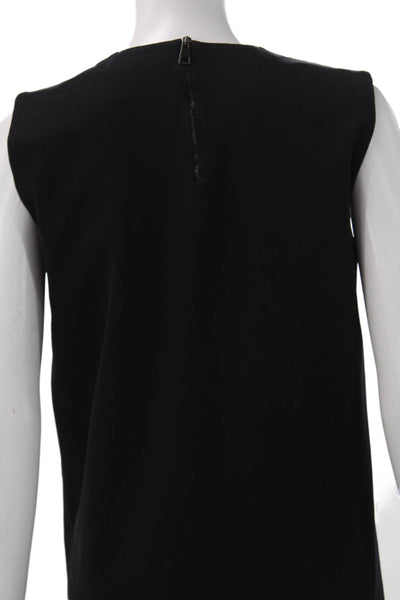 Erika Cavallini Womens Black Wool Shift Dress Sleeveless Round Neck Size 42
