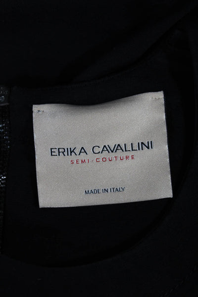 Erika Cavallini Womens Black Wool Shift Dress Sleeveless Round Neck Size 42