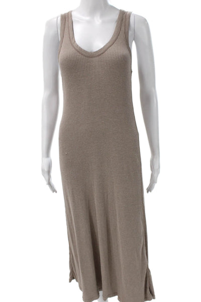 Standard James Perse Women Maxi Cotton Scoop Neck Sleeveless Beige Dress Size 1