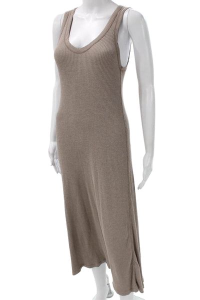 Standard James Perse Women Maxi Cotton Scoop Neck Sleeveless Beige Dress Size 1