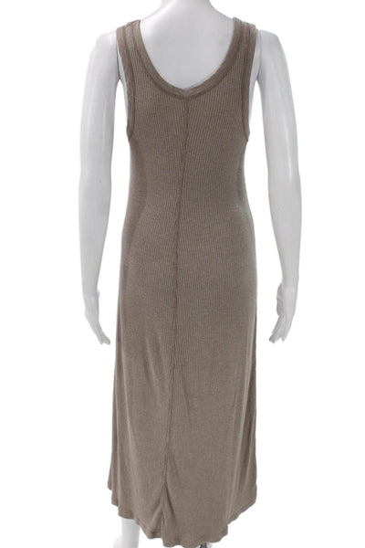 Standard James Perse Women Maxi Cotton Scoop Neck Sleeveless Beige Dress Size 1