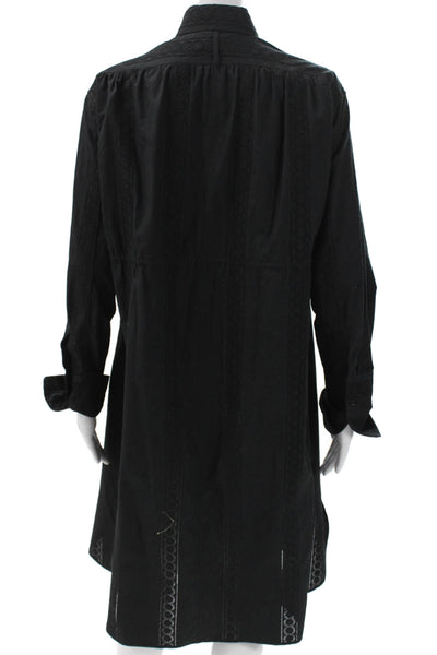 Alaia Womens Black Shirt Dress Collared Button Long Sleeve Knee Length Size 38