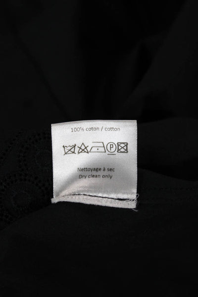 Alaia Womens Black Shirt Dress Collared Button Long Sleeve Knee Length Size 38