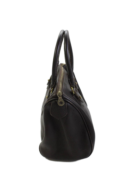 Dooney & Bourke Womens Leather Gold Tone Crossbody Shoulder Handbag Dark Brown