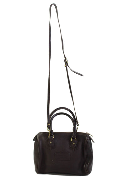 Dooney & Bourke Womens Leather Gold Tone Crossbody Shoulder Handbag Dark Brown