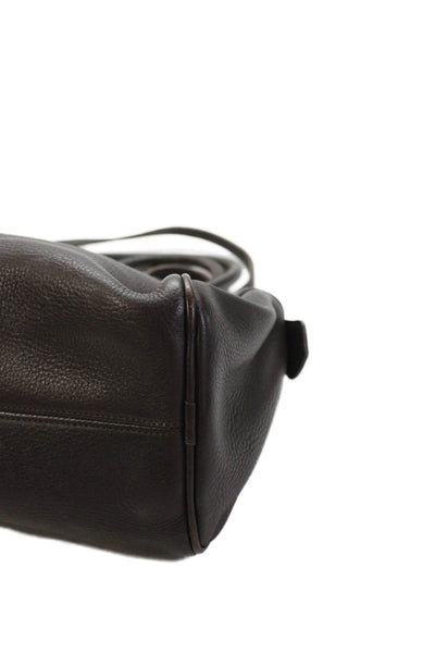 Dooney & Bourke Womens Leather Gold Tone Crossbody Shoulder Handbag Dark Brown