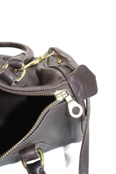 Dooney & Bourke Womens Leather Gold Tone Crossbody Shoulder Handbag Dark Brown