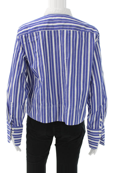 J Crew Women Striped Cotton Collared Button-Up Long Sleeve Shirt Size 8