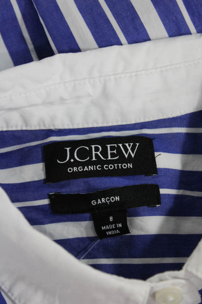 J Crew Women Striped Cotton Collared Button-Up Long Sleeve Shirt Size 8
