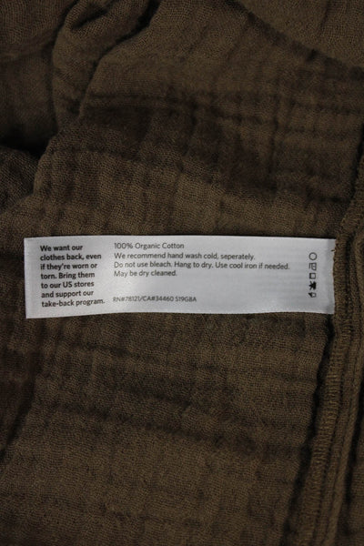 Eileen Fisher Womens Brown Organic Cotton Long Sleeve Button-Up Size PL