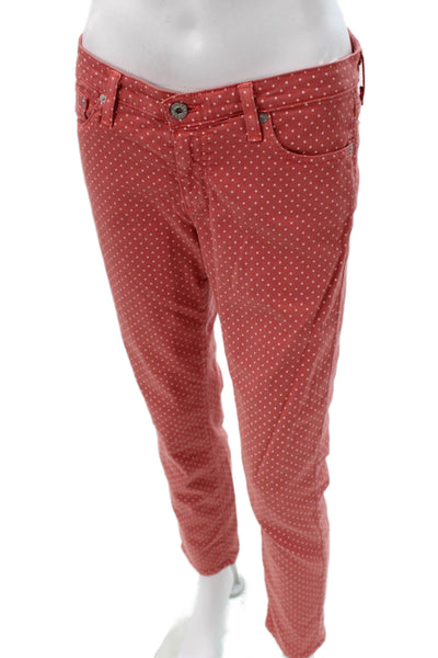 AG Adriano Goldschmied Womens Skinny Jeans Red Polka Dot Mid Rise Size 28
