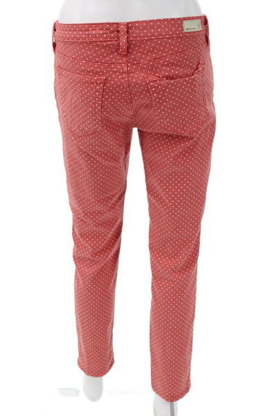 AG Adriano Goldschmied Womens Skinny Jeans Red Polka Dot Mid Rise Size 28