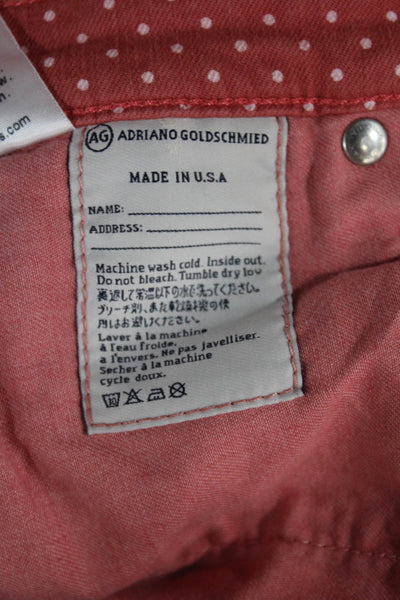 AG Adriano Goldschmied Womens Skinny Jeans Red Polka Dot Mid Rise Size 28