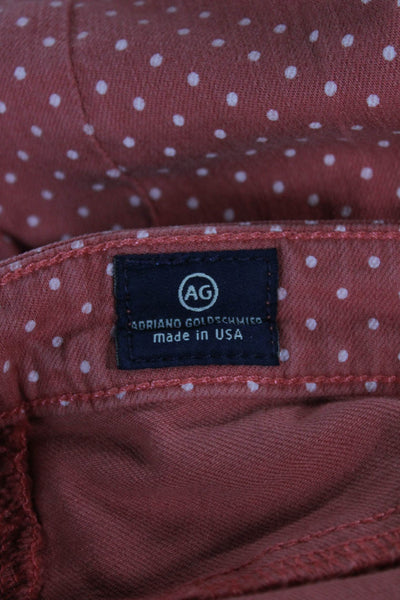 AG Adriano Goldschmied Womens Skinny Jeans Red Polka Dot Mid Rise Size 28