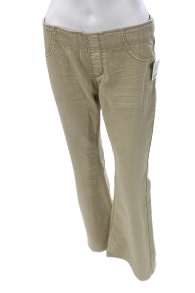 Free People Womens Flared Pants Beige Cotton Blend Low Rise Size 29