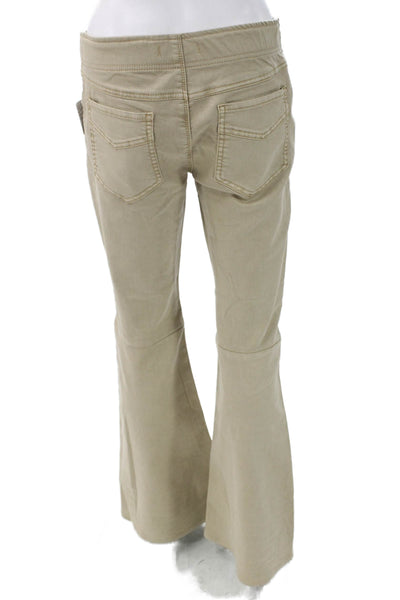 Free People Womens Flared Pants Beige Cotton Blend Low Rise Size 29