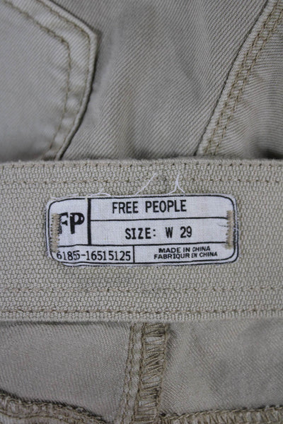 Free People Womens Flared Pants Beige Cotton Blend Low Rise Size 29