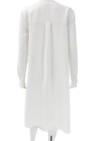 Tibi Women Wrap Dress White Viscose V Neck Long Sleeve Mid Calf Size 2