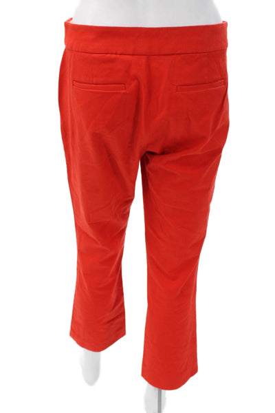J Crew Womens Cropped Pants Red Cotton Zip Solid Size 2