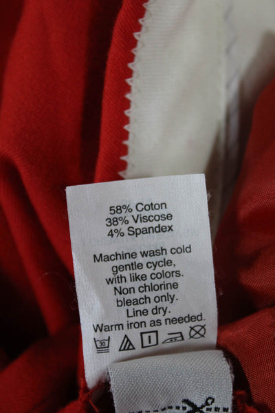 J Crew Womens Cropped Pants Red Cotton Zip Solid Size 2