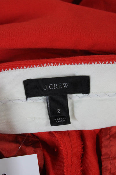 J Crew Womens Cropped Pants Red Cotton Zip Solid Size 2