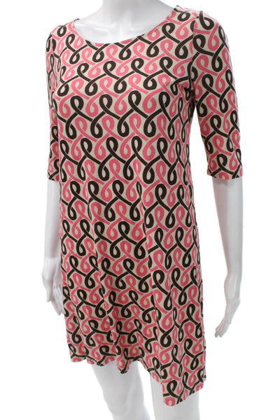 Juicy Couture Womens Shift Dress Pink 3/4 Sleeve Boat Neck Size S