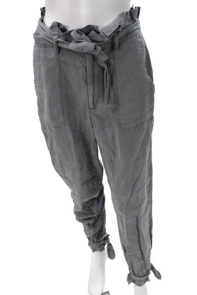Alice + Olivia Womens Paperbag Pants Gray Lyocell Tie Waist Size 6