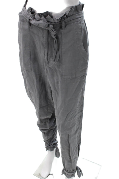 Alice + Olivia Womens Paperbag Pants Gray Lyocell Tie Waist Size 6