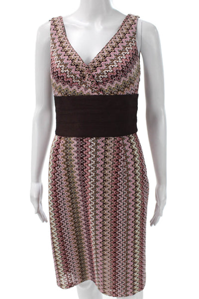 Kay Unger Womens Sheath Dress Multicolor Geometric Sleeveless Size 4