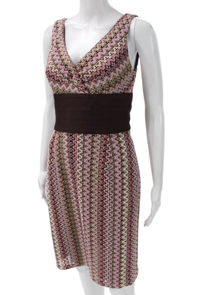 Kay Unger Womens Sheath Dress Multicolor Geometric Sleeveless Size 4